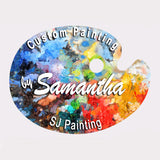 art palette shaped name tag with full color background