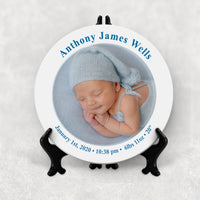 personalized baby boy porcelain plate with birth info