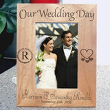 Our Wedding Day Tall Wood Bridal Picture Frame Personalized for Tall Wedding Pictures