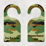 Two Sided printing on camouflage door hanger for enter and do not disturb