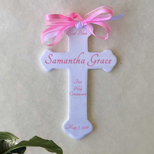 Ceramic Cross with Pink Printing for girls