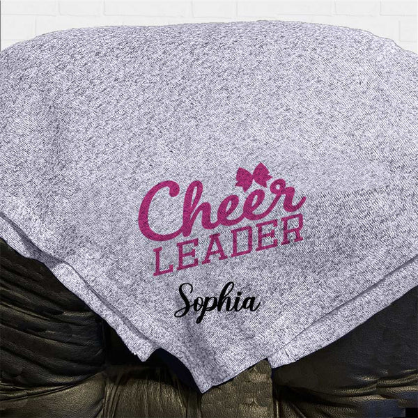 Cheear Leader printed on a custom throw and any name personalized