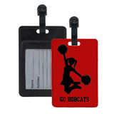 Cheerleader Vegan Leather Luggage Tag with any text on front and id card in back for your contact info.