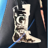 boot shaped id tag with any initial engraved