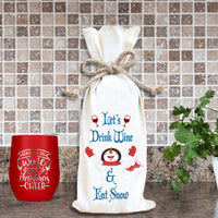 Personalized Drink Wine Eat Snow Wine Bag