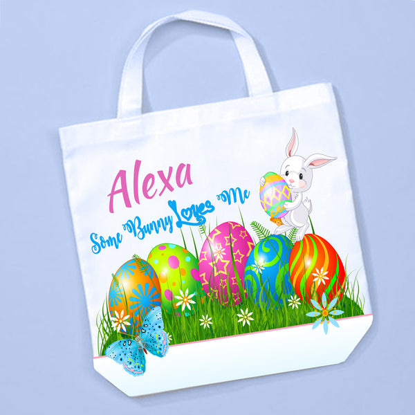 customize this cute Easter Egg tote bag with any name