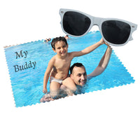 your photo and text on 6x6 or 10x10 eye glass cleaning cloth