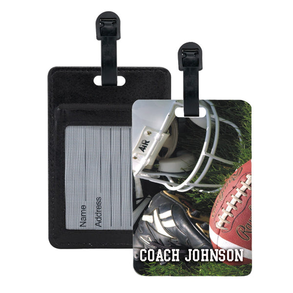 Football Leather Luggage Tags with Info Card on back