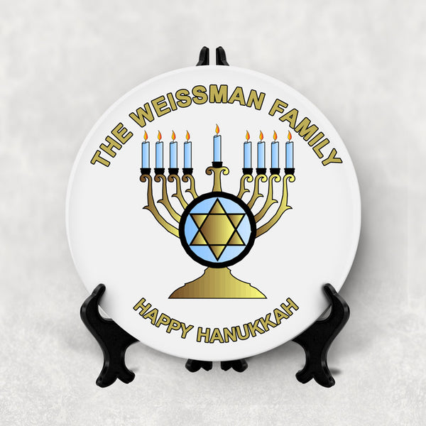 Personalized Hanukkah Keepsake Display Porcelain Plate