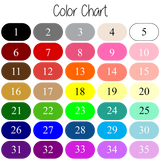 Text color chart for white aprons only