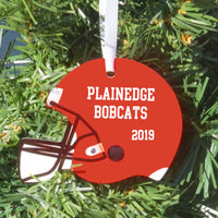 Side 2 Personalized Helmet Shaped Christmas Ornament with Your Team Name and Year