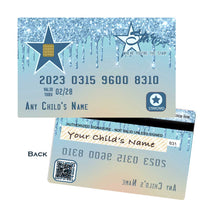 blue glitter kids credit card no photo