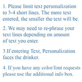 Instructions to request you keep your personalization to 3-4 short text lines