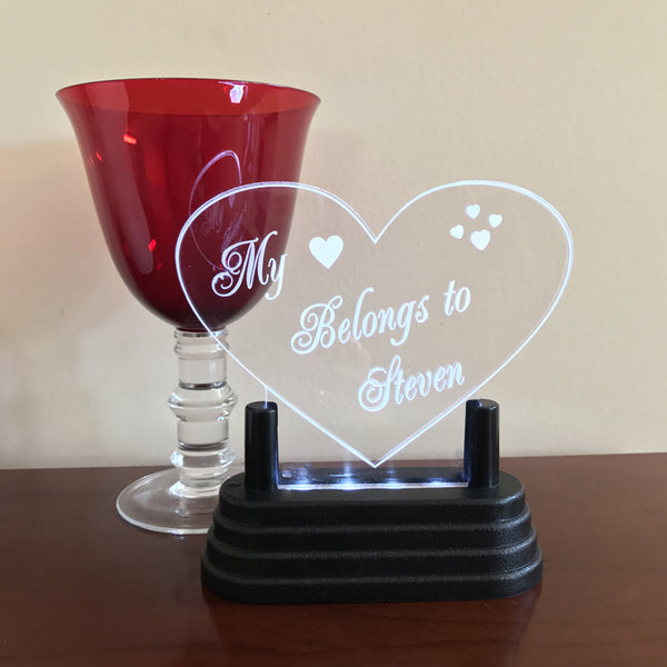 Single Heart Night Light for one name in a heart