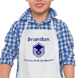 Kids size apron with Sergeant strips for future grillers