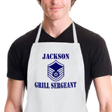 Sergeant Stripes Personalized Aprons for Military who also command the grill