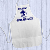Personalized Grilling apron with sergeant strips and three pockets