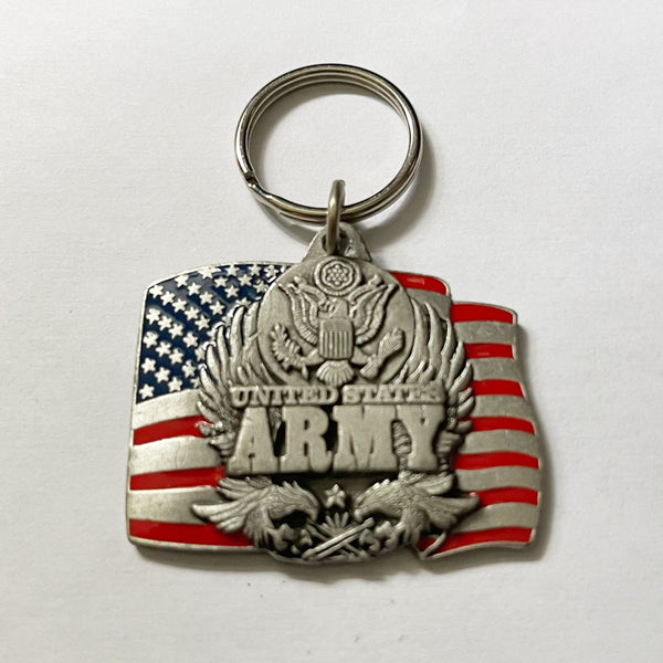 US Army insignia on US Flag - Pewter and Colored Enamel