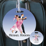 ballroom theme 4 inch round bag tag  both sides shown