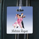 ballroom dancers and your name on a 3.5" square bag tag