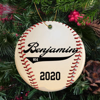 Baseball Personalized Porcelain Christmas Ornament