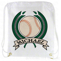 Baseball Draw String Cinch Sack Back Pack Personalized