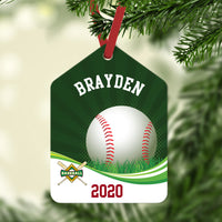 Baseball Swirl Gift Tag Christmas Ornament Personalized
