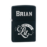get lit black zippo with name
