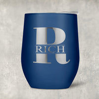 Medium Blue Tumbler with a mans name over his first initial