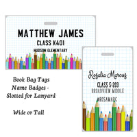 School Book Bag ID Tags Personalized Pencil Theme