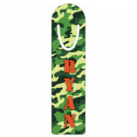 1.25" x 5" camouflage design bookmark with personalized name