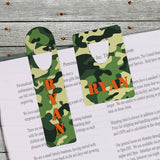 Your choice of either bookmark can be personalized with green camo design and any name.