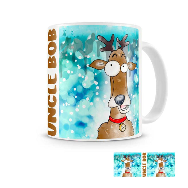 Reindeer Cartoon Style Mugs with any name – The Photo Gift