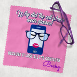 eye glass cleaning cloth with lips, eye lashes and necklace personalized with any name