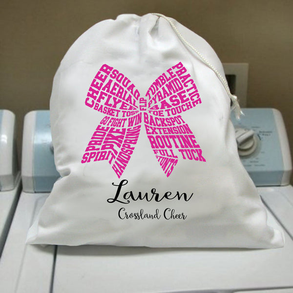 Cheerleader Gifts, Personalized Cheer Bow Design Drawstring Bag