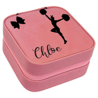 Standing Cheerleader with poms and bow pink jewelry case