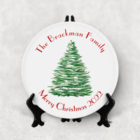 Personalized Porcelain Plate with Christmas Tree and any name and date