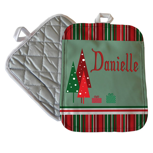 Christmas Red, Green and White border Pot Holders Personalized – The Photo  Gift