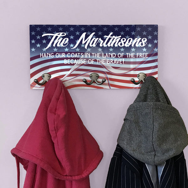 Stars and Stripes Personalized Coat Hanger