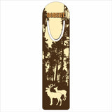 wilderness scene of trees, a buck and doe on a 1.25" x 5" bookmark