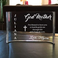 Personalized Clear Acrylic Godmother Thank you Plaque