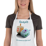 Personalized Dreidel Apron with any name a second line of text such as Did Someone Say Spin Class? can be personalized too