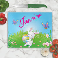 Personalized Easter Bunny Glass Cutting Boards