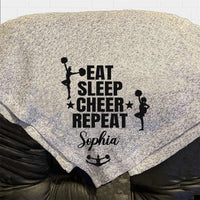 Cheerleader Eat, Sleep,Cheer, Repeat Personalized Throw Blanket