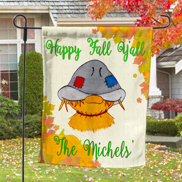 Scarecrow Personalized Welcome Garden Flags with any text