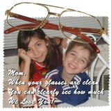 6x6 photo lens cleaning cloth with a photo of children