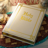 Family bible displayed on an end table