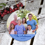 Family Photo With Grandparents, Children and Grandchildren on a porcelain ornament