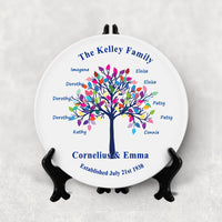 Family Tree Keepsake Display Plate With up to 12 personalized names