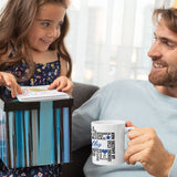 Little Girl with her daddy holding the Dad Word Art mug she just gave him for Father's Day